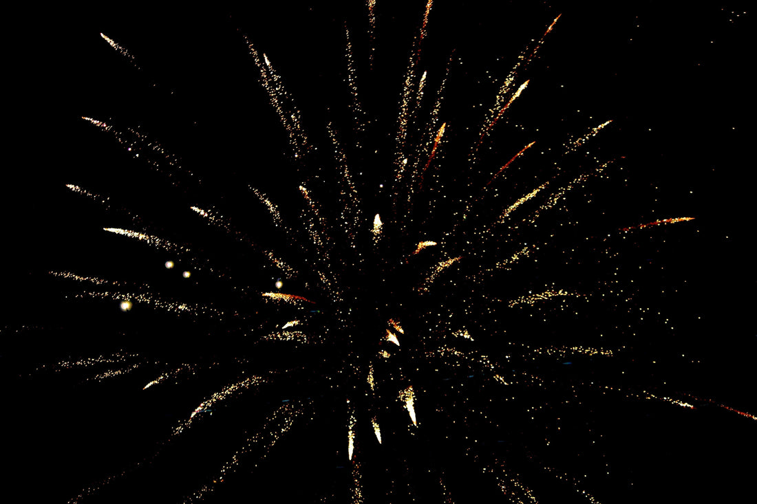 Firework exploding in dark sky
