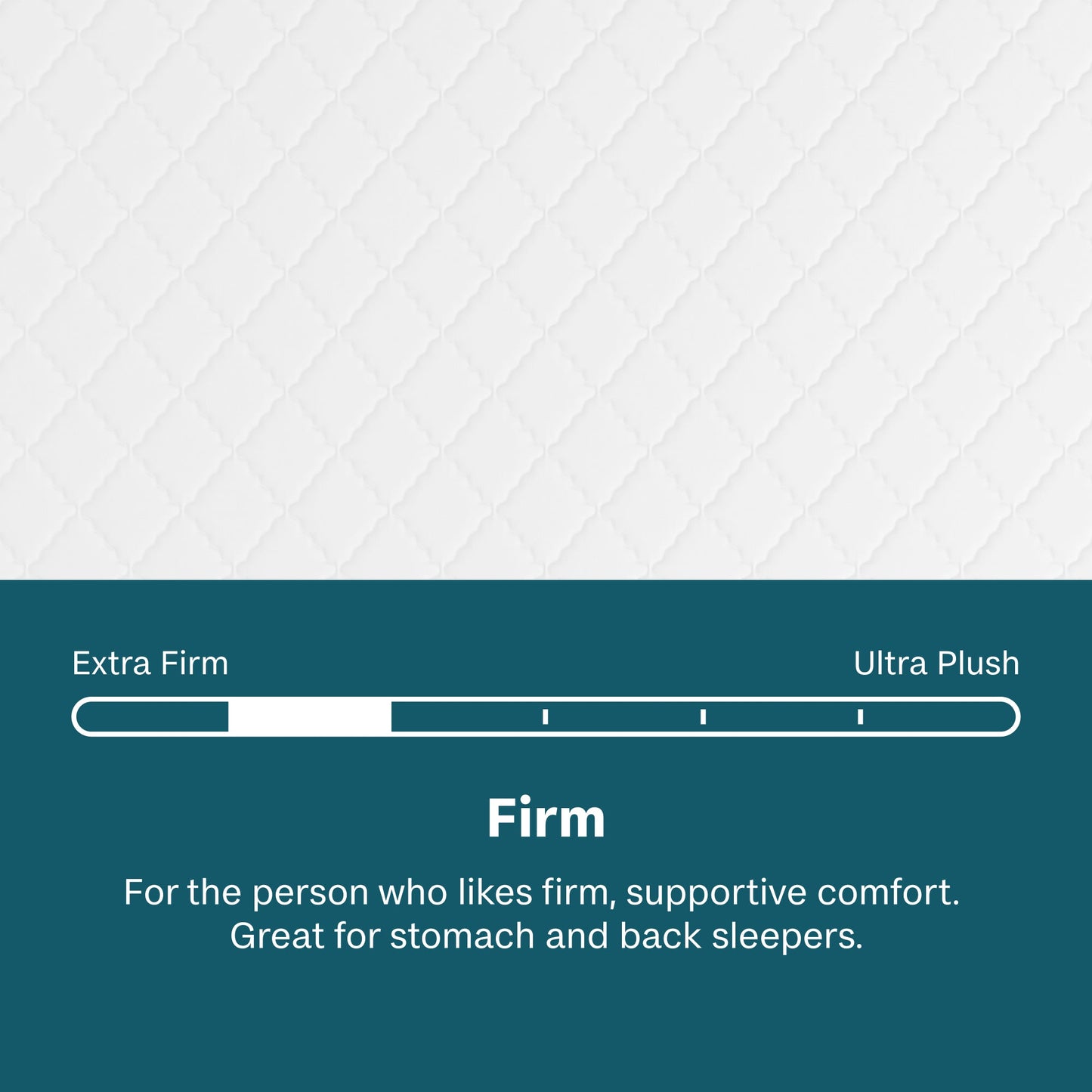 Beautysleep Mattress Sleep comfort scale with 'Firm' option highlighted on a teal background