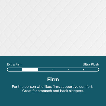 Beautysleep Mattress Sleep comfort scale with 'Firm' option highlighted on a teal background