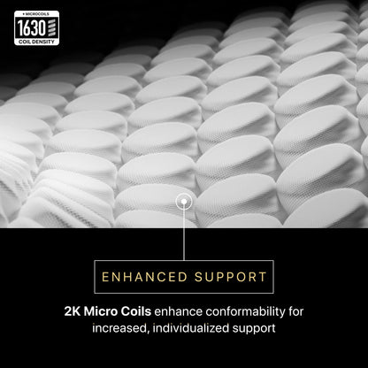 Close-up of 2K micro coils with text highlighting enhanced support and micro coil density.
