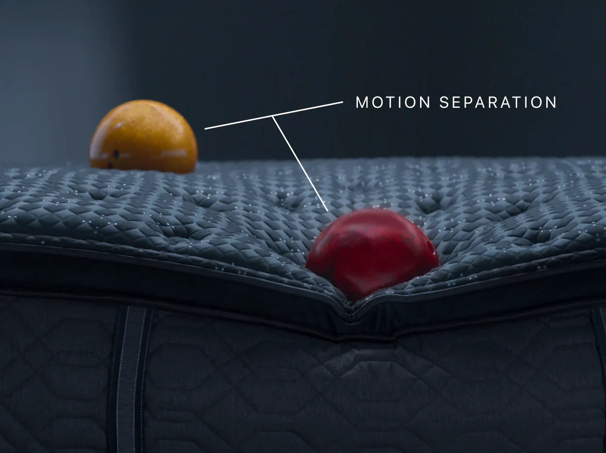 2 bowling balls on a mattress depicting motion separation